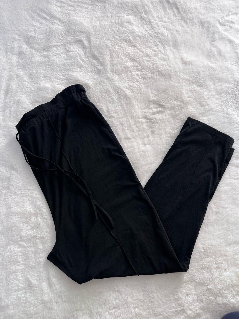 SHEIN black Paperbag Waist Seam Leggings